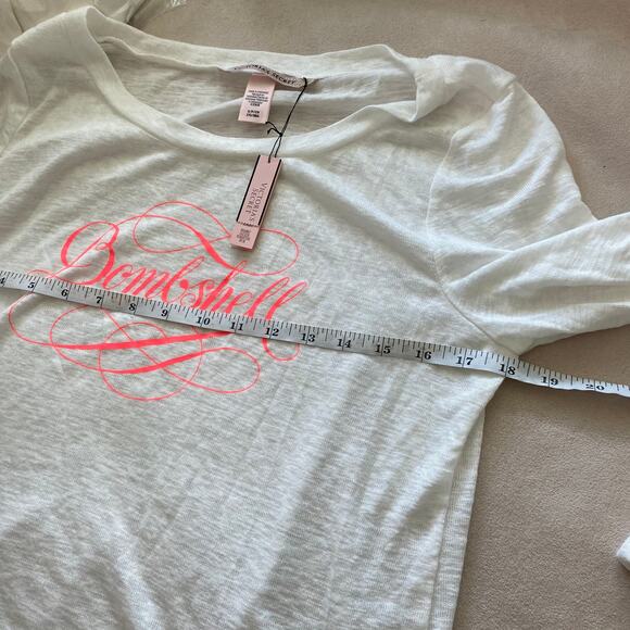 Victoria's Secret NWT Bombshell Long Sleeve Shirt Size Small White Burnout Pink - Picture 6 of 7